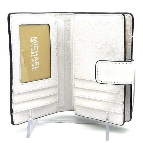 Michael Kors Bifold Zip Chain Wallet Optic White - Picture 6 of 9